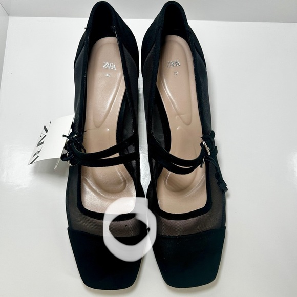 Zara Women's Black Mary Jane Block Mesh Casual Heels, NWT, Size 40 - Picture 10 of 12
